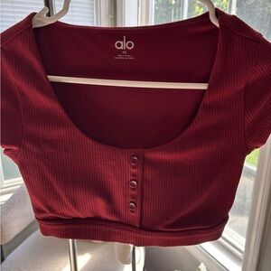 ALO Yoga Burgundy Ribbed Bodysuit